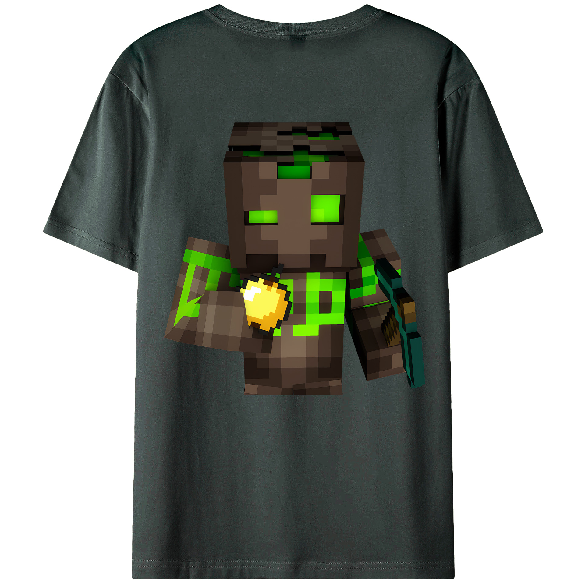 （画像用） マインクラフト ブロックの世界 Minecraft MC Block world 綿100％ メンズ半袖Tシャツ（バックプリント） 通気性